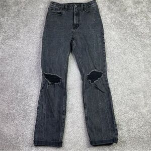 Abercrombie & Fitch Mom Jeans Women's 26 Black Wash Tapered High Rise Denim